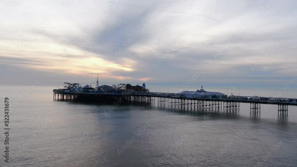 Amazing aerial view over Brighton Pier and Beach in England - drone footage -aerial photography Amazing aerial view over Brighton Pier and Beach in England - drone footage -aerial photography