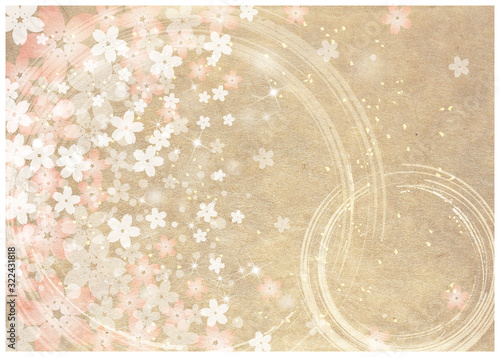 桜_和紙_筆書き背景