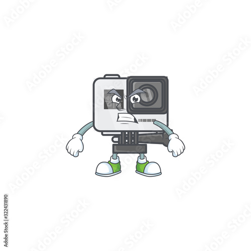 cartoon character of action camera with angry face