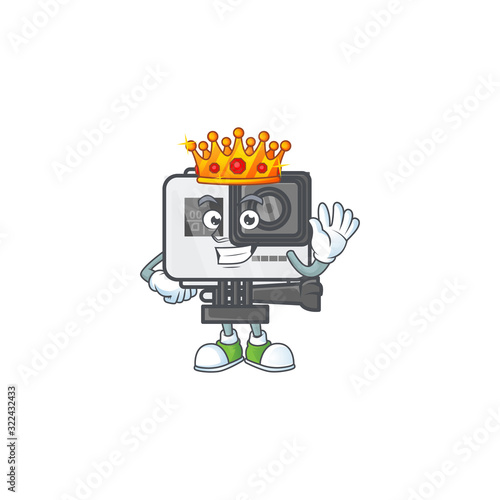 A dazzling of action camera stylized of King on cartoon mascot design