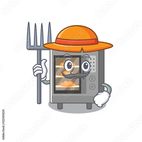 Happy Farmer oven cake cartoon picture with hat and tools