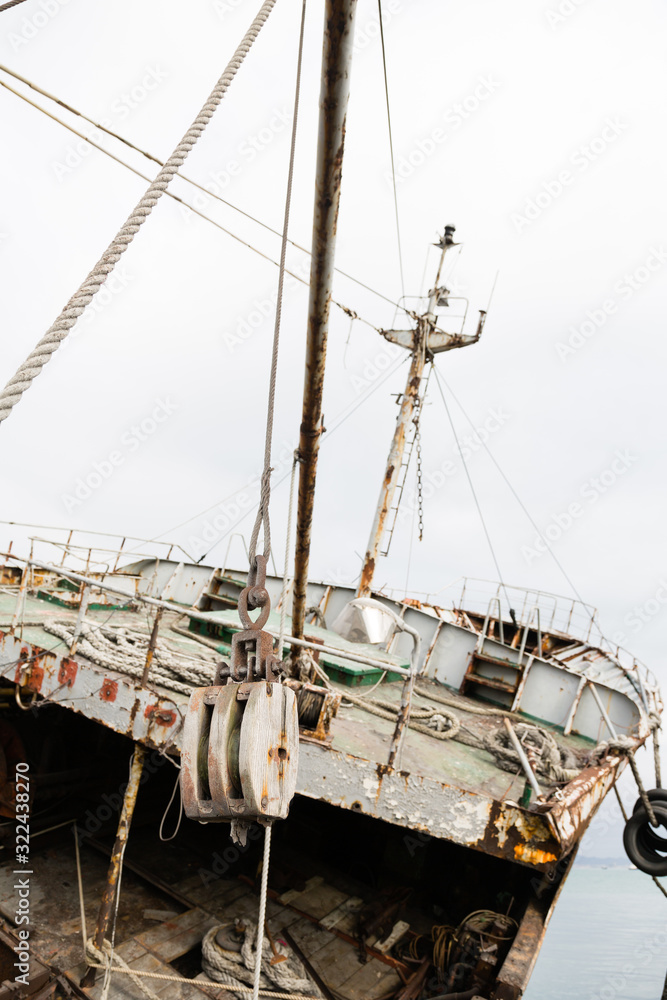 Naklejka premium Old abandoned non-working ship