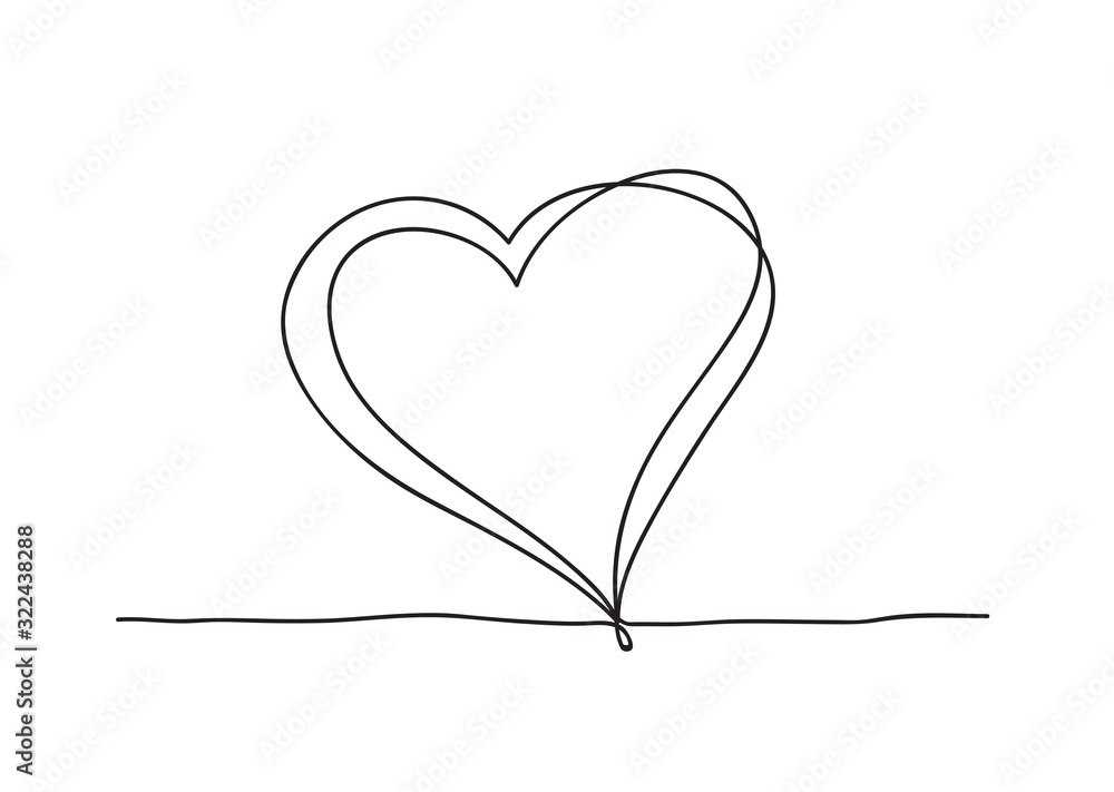 Continuous line art drawing. Couple of hearts Continuous line art drawing. Couple of hearts