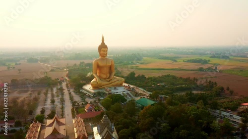 aerial view of big buddha statue in thailand