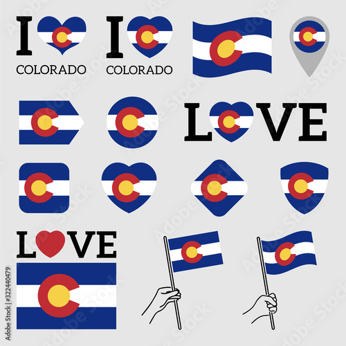 Flag of Colorado. Set of vector Flags
