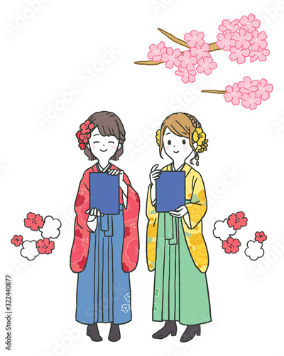 袴を着た大学生の卒業式