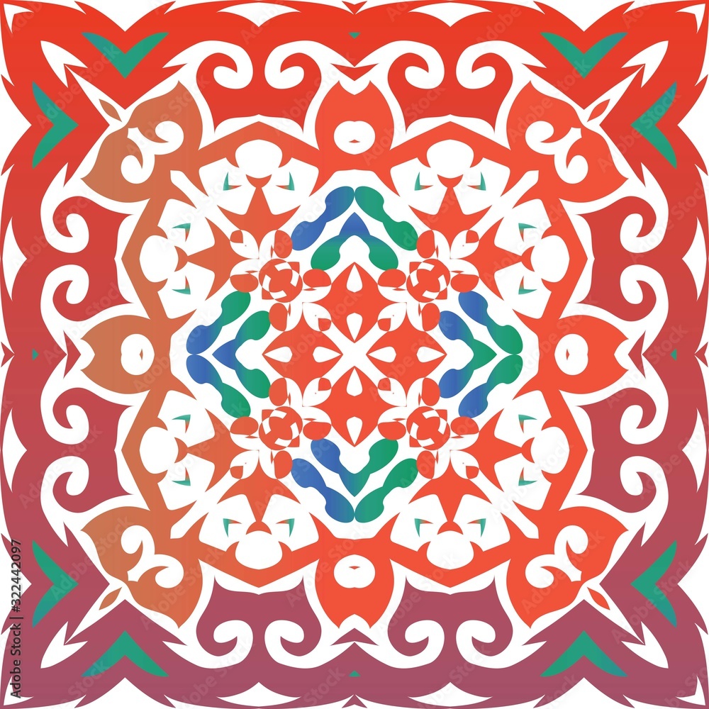 Fototapeta premium National ornaments in multi colored ceramic tiles.