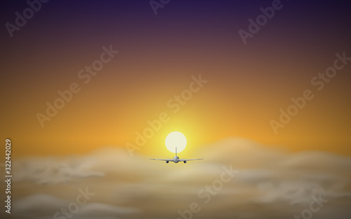 a plane on the sky in the morning	