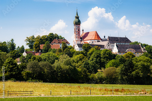abbey, alps, ammersee, andechs, andechs abbey, architecture, baroque, bavaria, bavarian, bayern, beer, benedictine, benediktiner, blue sky, brewery, building, carl orff, cathedral, christian, church,  photo