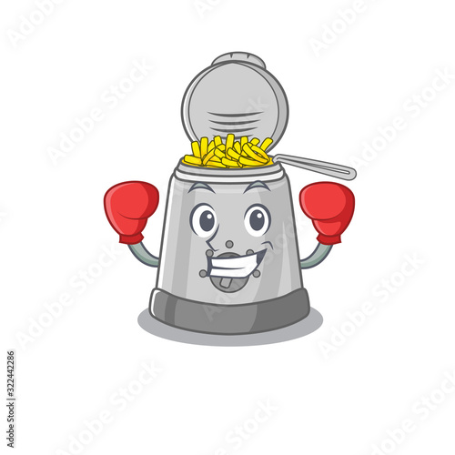 mascot character style of Sporty Boxing deep fryer