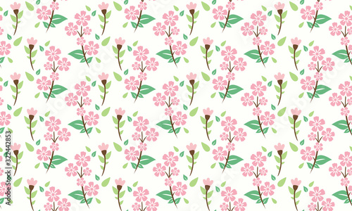 the unique spring flower pattern background, with leaf and floral drawing. © StockFloral