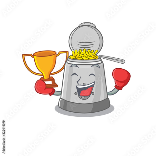 fantastic Boxing winner of deep fryer in mascot cartoon design