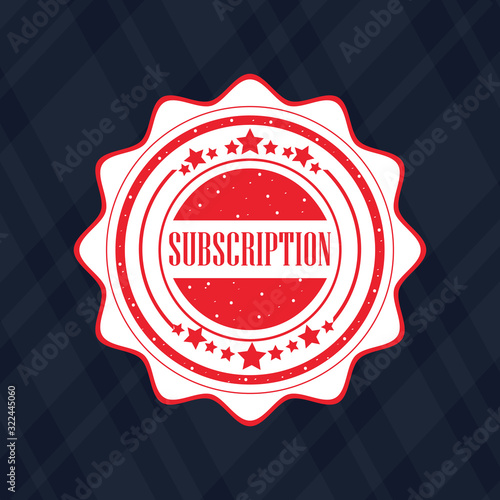 Subscription round red grunge stamp