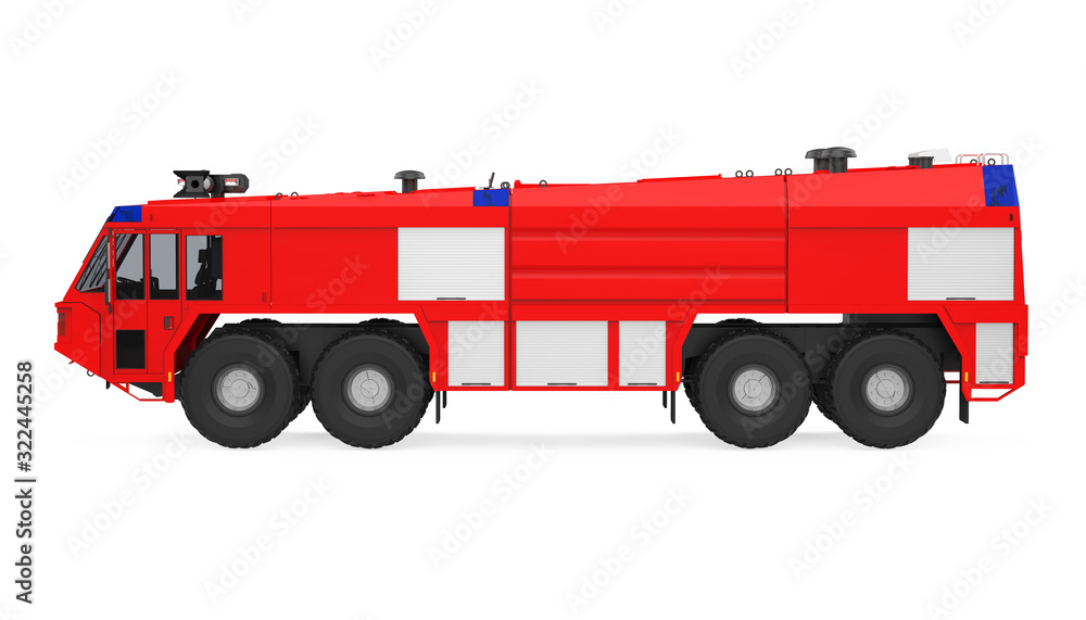 Airport Fire Rescue Car Isolated Airport Fire Rescue Car Isolated