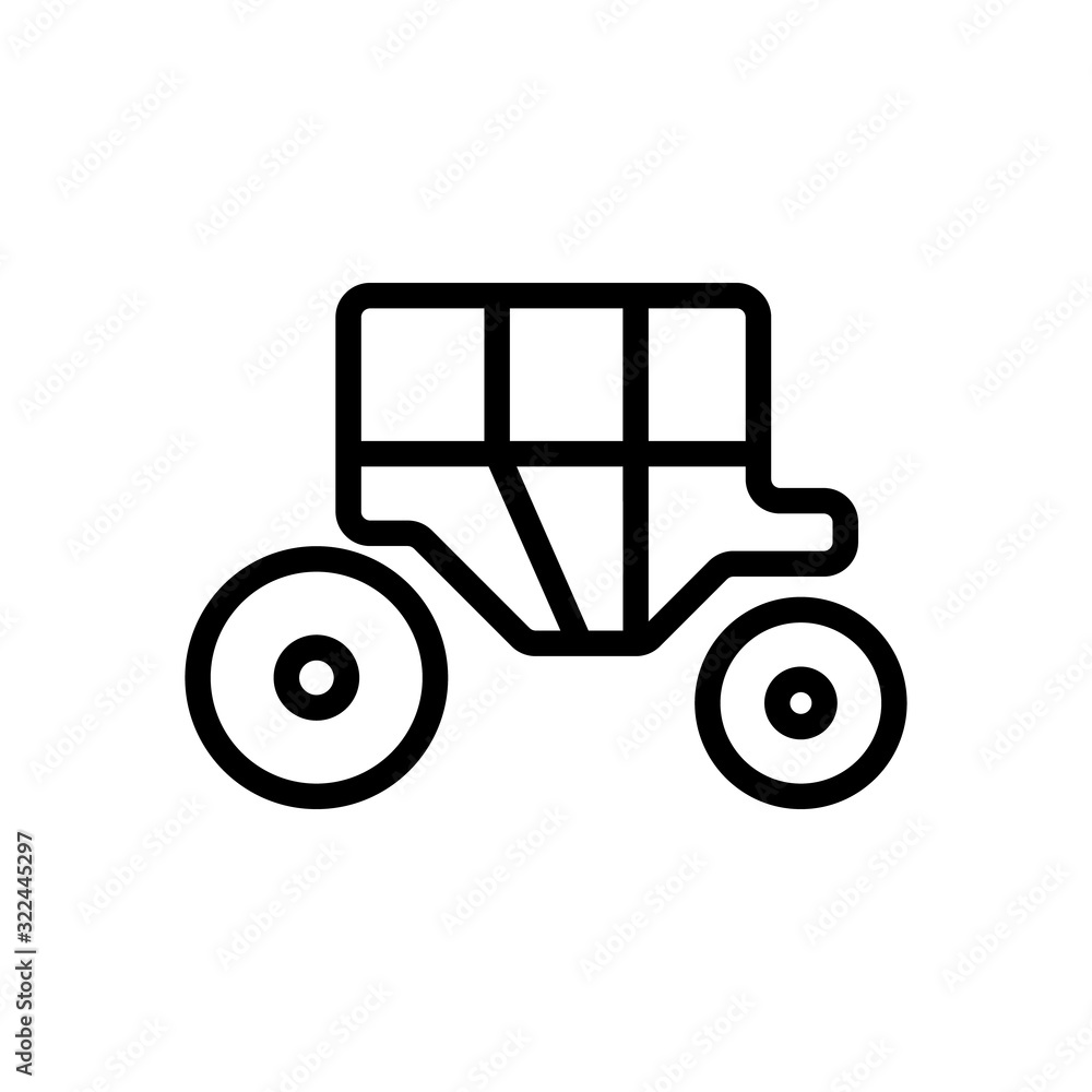 Coach brougham icon vector. Thin line sign. Isolated contour symbol illustration Coach brougham icon vector. Thin line sign. Isolated contour symbol illustration