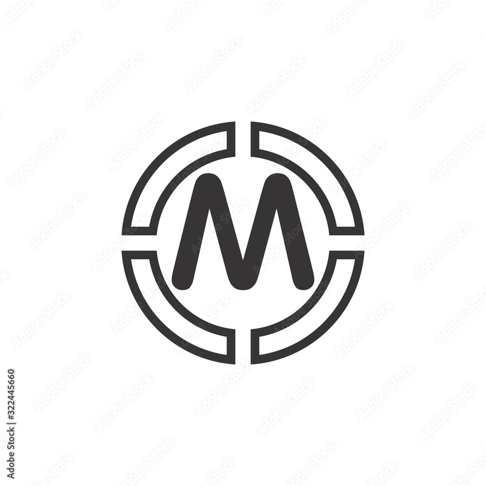 Circle with M letter logo design vector