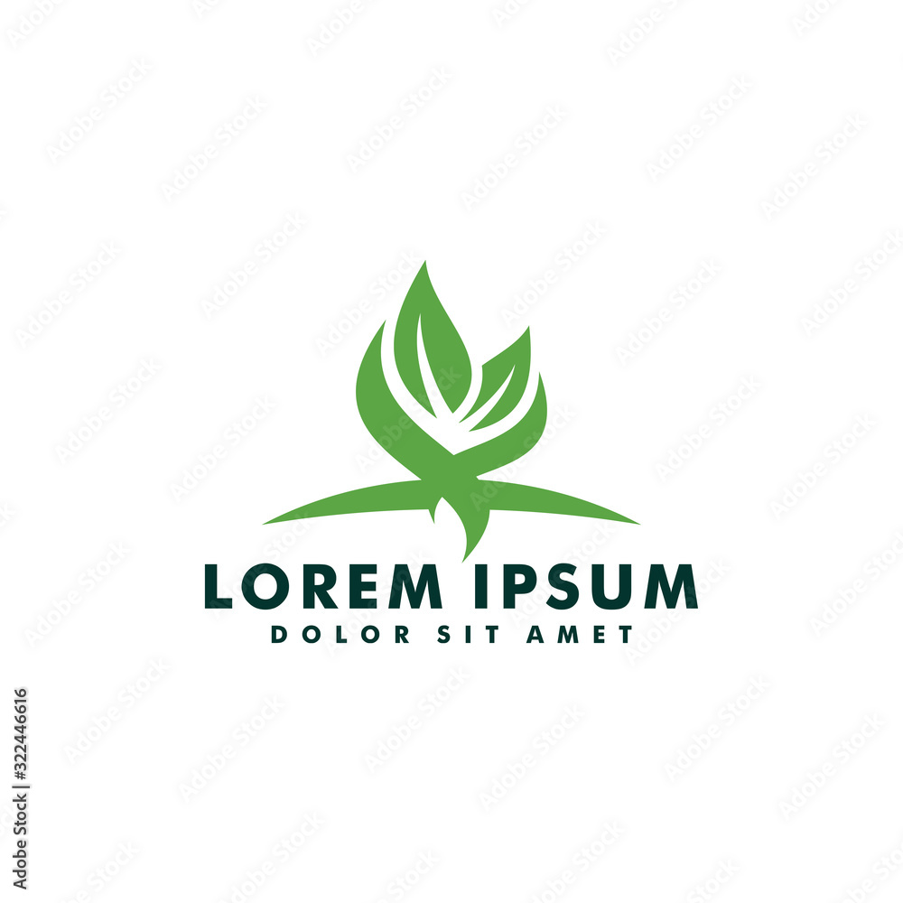 Green leaf logo design template. Environment icon vector