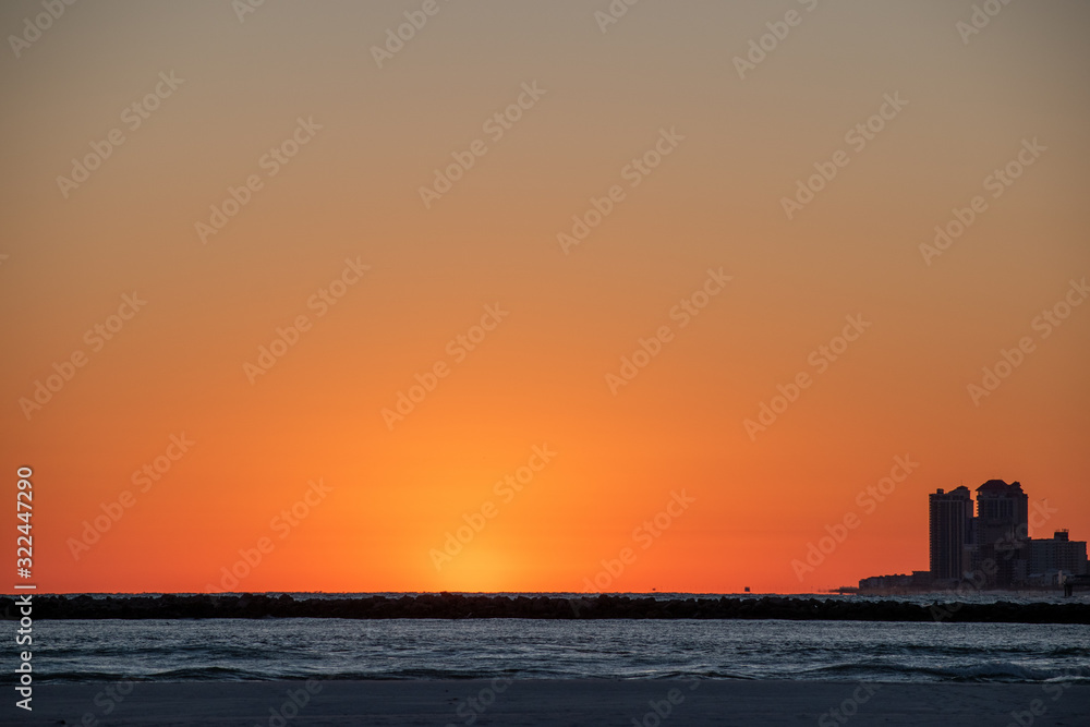 beach waves in ocean sunrise sunset