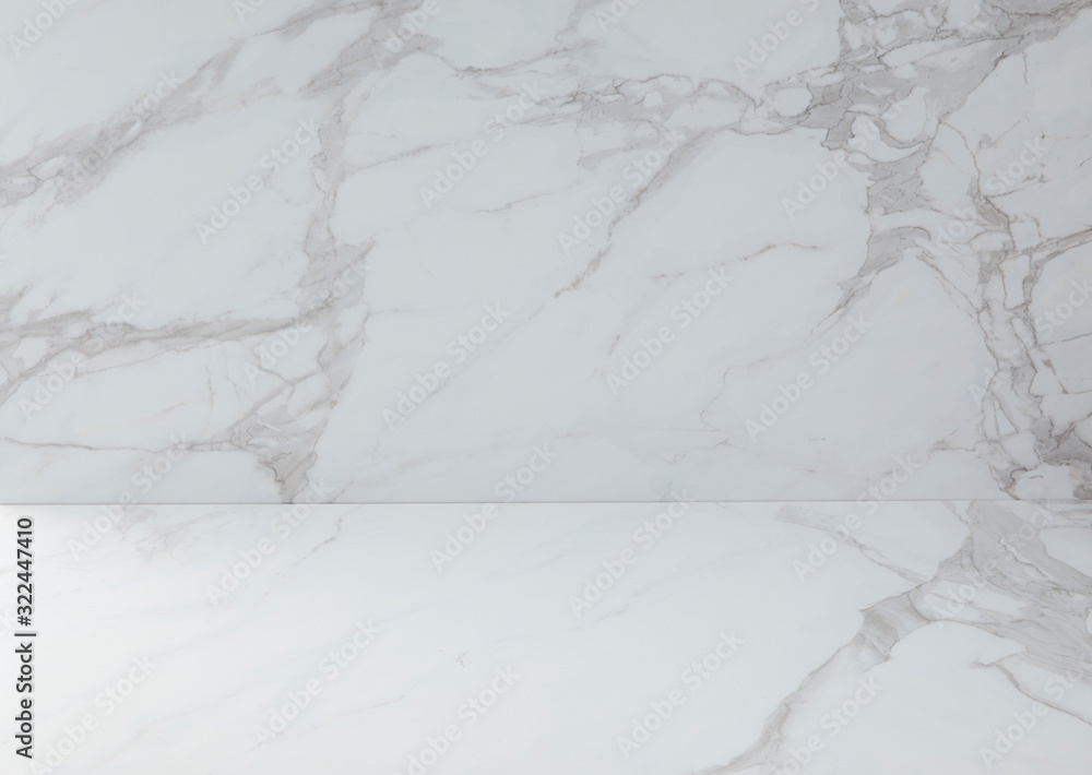 Obraz premium White marbled tile, close up photo on marbled tile surface.