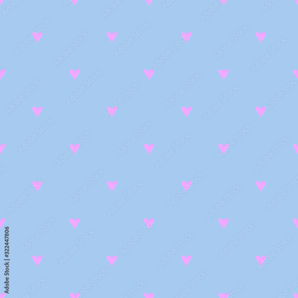 Seamless pattern with small hearts. Romantic background and texture for packaging, wedding, birthday, Valentines Day, mothers Day, easter