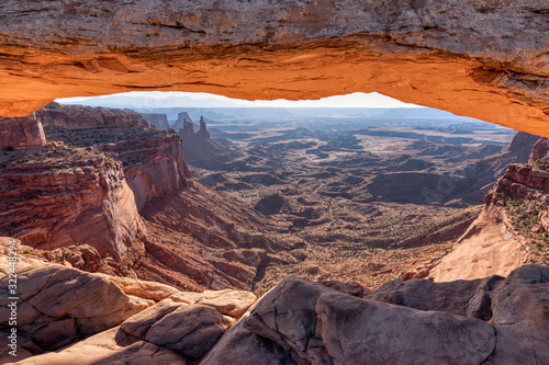 Desert view through arch