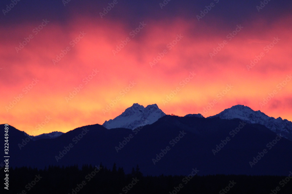 Olympic Mountains at Sunset