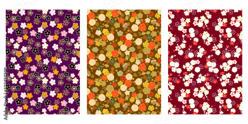Japanese Colorful Cute Cherry Blossom Abstract Vector Background Collection