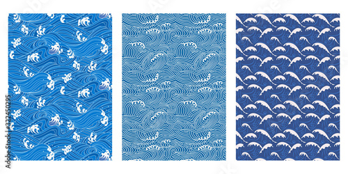 Photography Japanese Ocean Wave Abstract Vector Background Collection