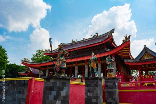 Semarang, Indonesia - CIRCA Nov 2019: Some statue in Sam Po Kong or Gedung Batu temple complex. It is a Tridharma temple dedicated to Zheng He, a Chinese moslem admiral. photo