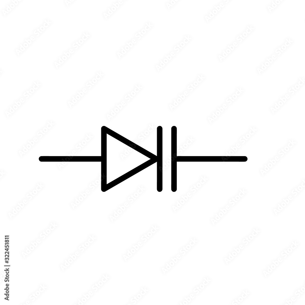 Varactor Diode Component Symbol For Circuit Design Stock Illustration