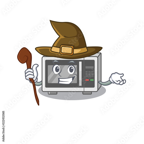 a mascot concept of microwave performed as a witch