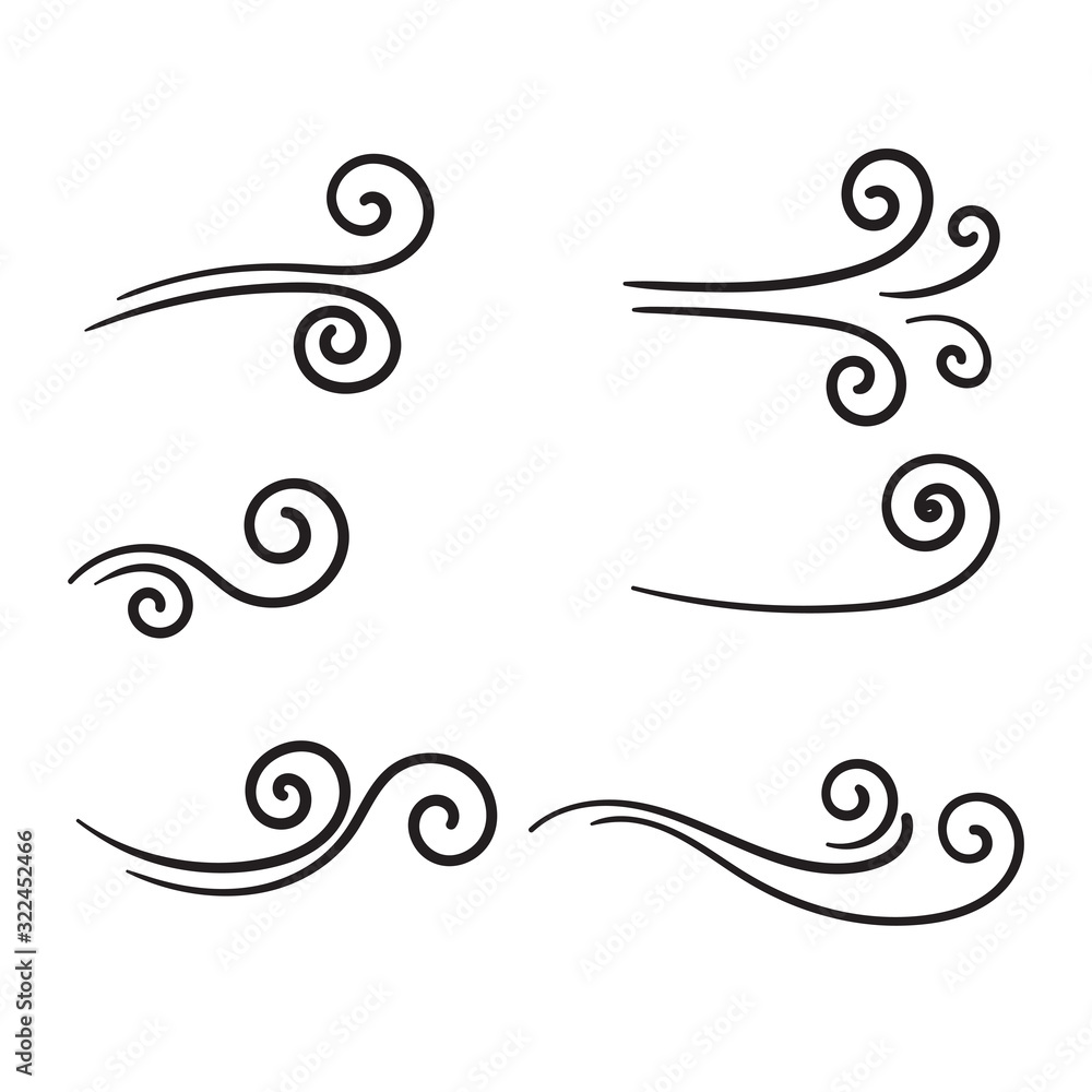hand drawn wind doodle blow, gust design isolated on white background hand drawn wind doodle blow, gust design isolated on white background