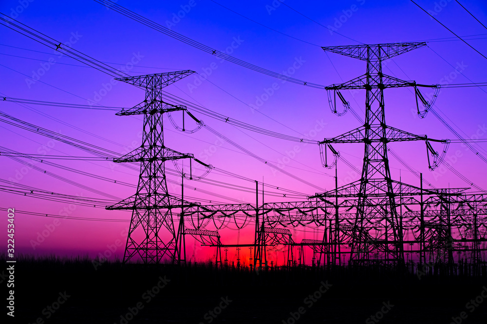 Electric tower in sunset