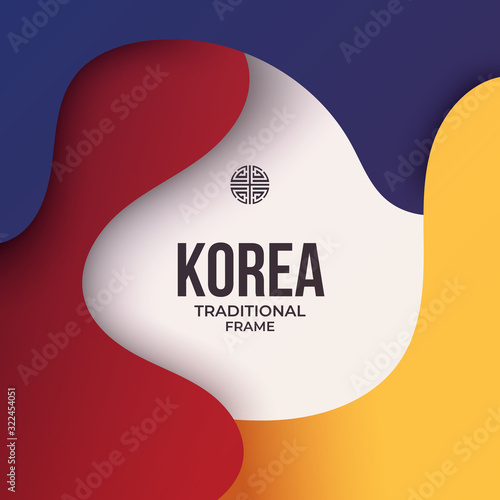 Korea traditional background with 3 main color. White space in center for text.