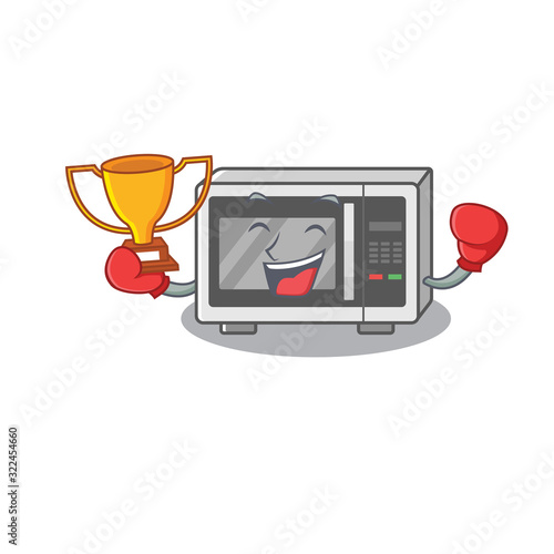 fantastic Boxing winner of microwave in mascot cartoon design