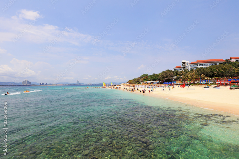 Obraz premium Tourists on the beach Wuzhizhou Island, Sanya City, Hainan Province, China