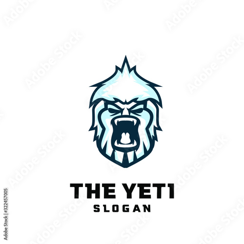 yeti head face character logo icon design cartoon