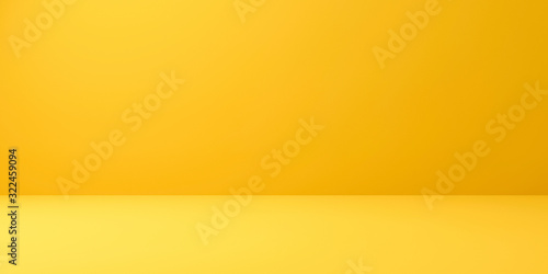 Fototapeta Naklejka Na Ścianę i Meble -  Blank yellow display on vivid summer background with minimal style. Blank stand for showing product. 3D rendering.