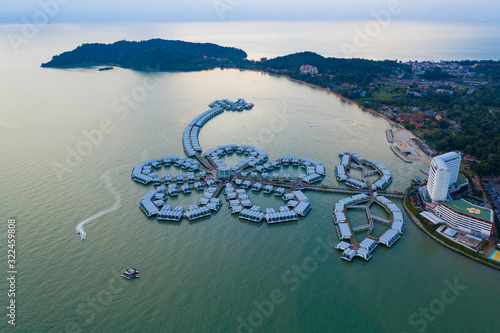 port dickson, malaysia - 12 february 2020. lexis hibiscus from aerial shot