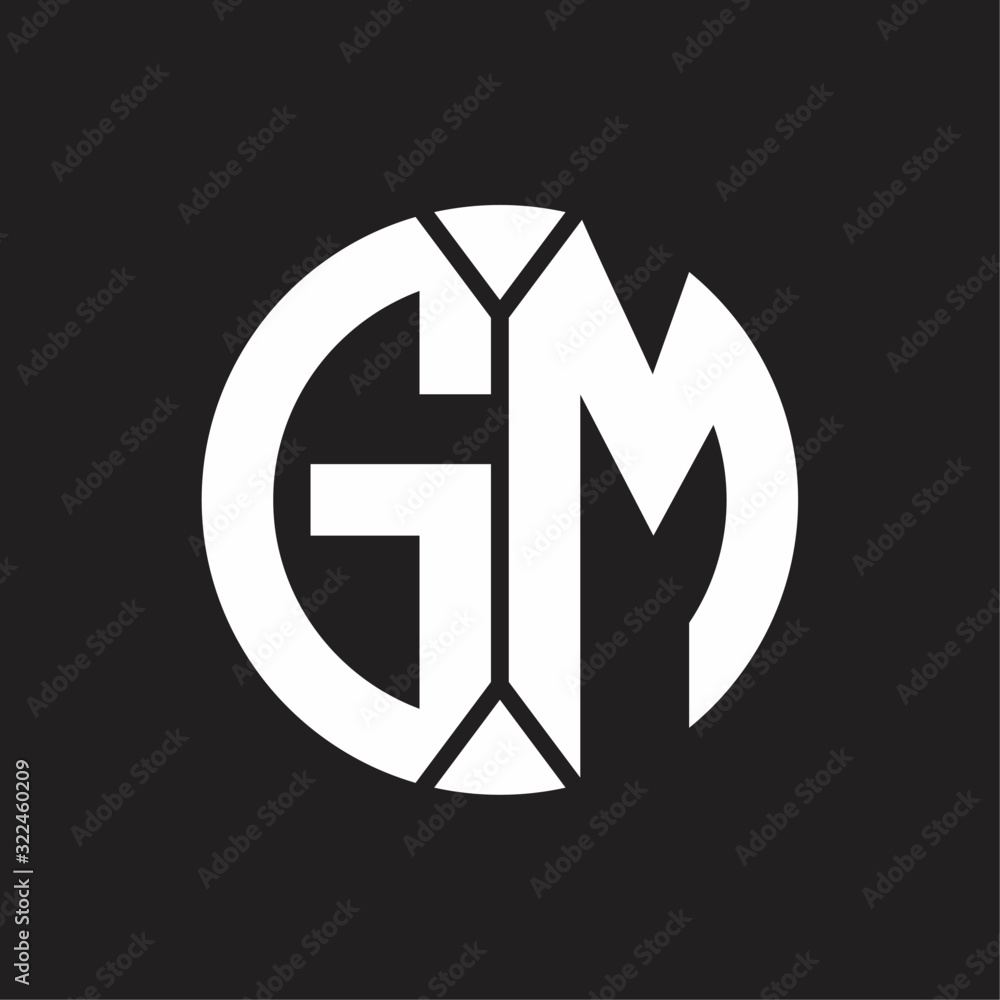 GM Logo monogram with piece circle ribbon style Stock Vector