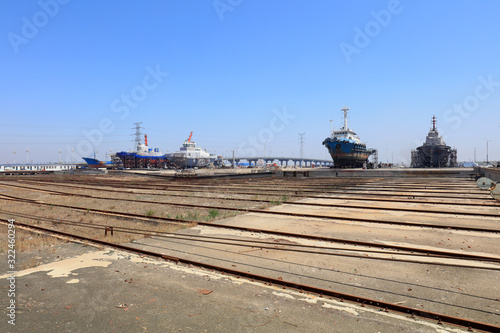 Ship pit in a shipyard