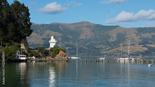 Coast in Akaroa on Banks Peninsula on South Island of New Zealand