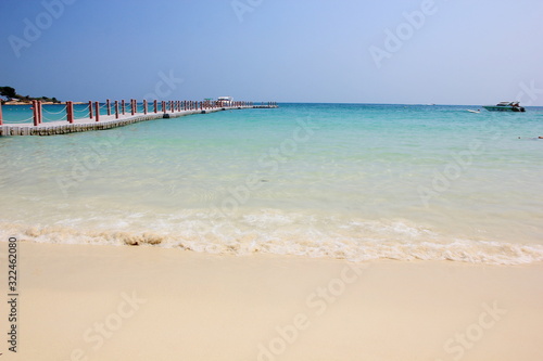 The pier is beach the Wong Duaen, Samet Island,The sea on a clear day.