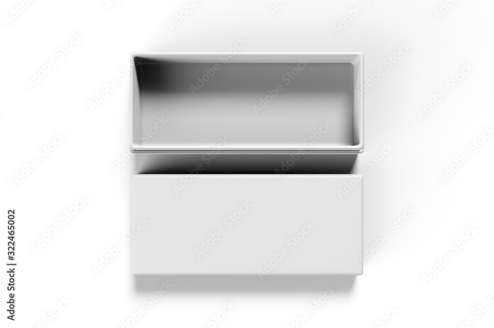 White blank luxury rigid neck box with inner foxing for branding presentation and mock up, 3d illustration. White blank luxury rigid neck box with inner foxing for branding presentation and mock up, 3d illustration.
