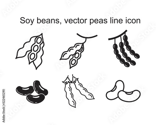 Soy beans, vector peas line Icon template black color editable. Soy beans, vector peas line Icon symbol Flat vector illustration for graphic and web design.