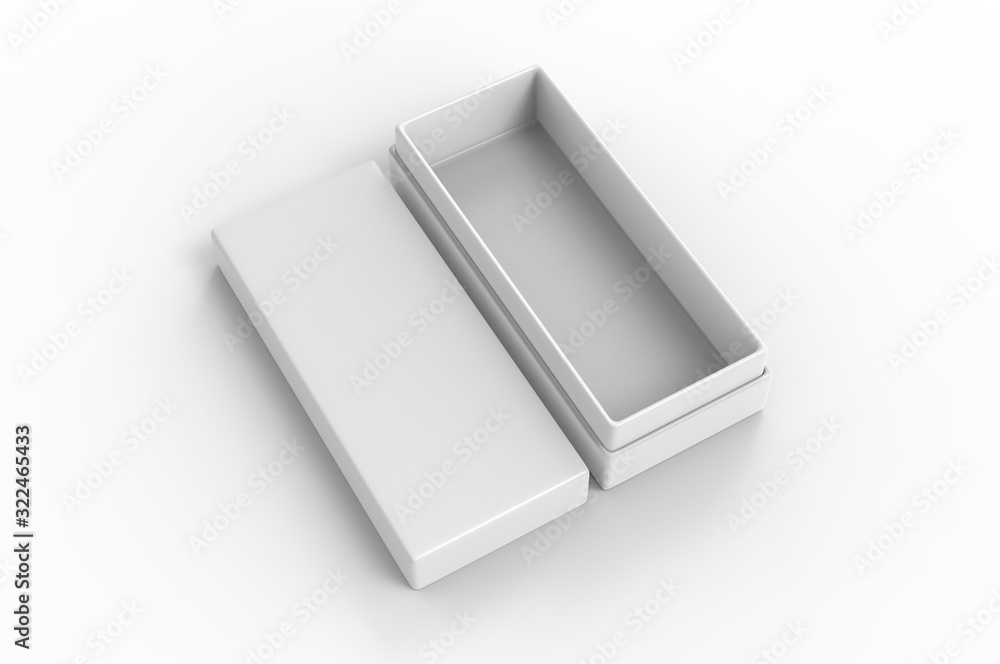 White blank luxury rigid neck box with inner foxing for branding presentation and mock up, 3d illustration. White blank luxury rigid neck box with inner foxing for branding presentation and mock up, 3d illustration.
