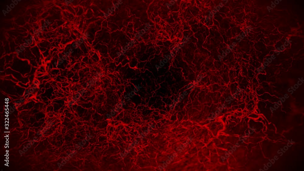 3D loop animation of human blood vessel. Red capillaries. Eye blood on ...