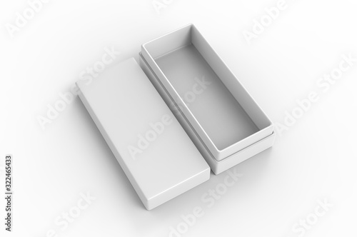 White blank luxury rigid neck box with inner foxing for branding presentation and mock up, 3d illustration.