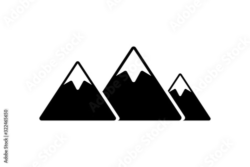 Mountain vector icon. Vector isolated black icon. Black mount  isolated symbol. Mountain landscape tourism sign.