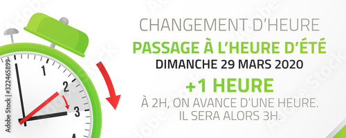 Passage à l'heure d'été - Changement d'heure le 29 Mars 2020
